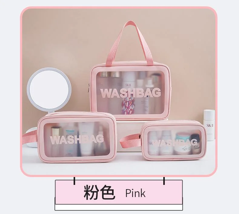 Large Capacity Portable Travel Washing Bag Transparent Toiletry Bag PU Waterproof Makeup Case Cosmetic Storage Case