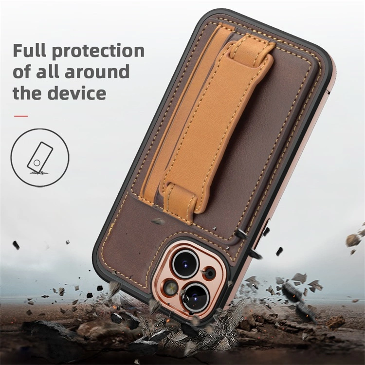 Business Style PC TPU Anti Drop PU Leather Mobile Phone Case with Card Holder for iPhone 14