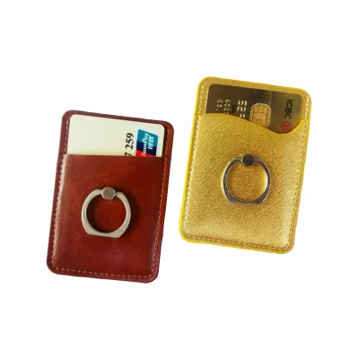Porta carte di credito autoadesivo su porta carte di credito Porta carte di credito in pelle di lusso con anello