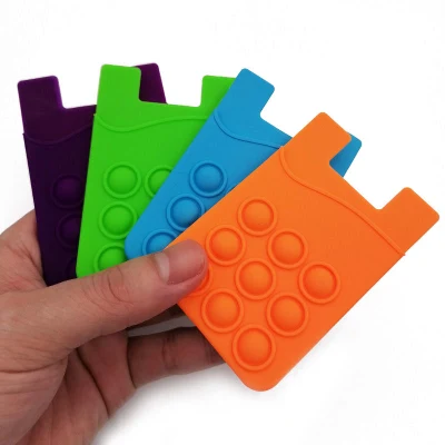 Porta carte di credito universale con doppia tasca elastica in silicone elasticizzato per cellulare, porta carte di credito