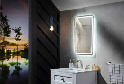 Decorazioni per la casa all'ingrosso, applique da parete, antiappannamento di lusso, mobili per soggiorno, trucco, specchio intelligente da bagno cosmotico a LED con display del tempo