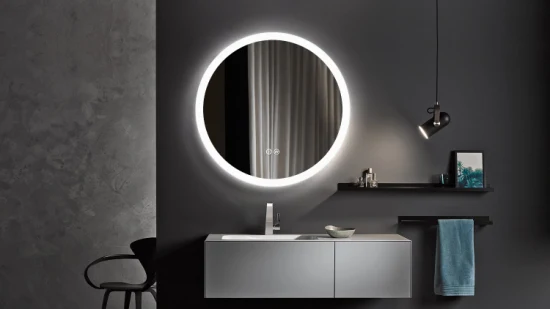 Hesonth Specchio da Bagno Rotondo a LED da 60 cm, Specchio da Trucco per Trucco Intelligente con Luce a LED Antiappannamento Illuminato, Interruttore dimmer Touch, Specchio da Bagno a LED a Temperatura di Colore